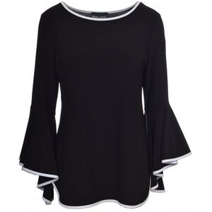 Women’s FRANK LYMAN Y2K black flared sleeves Top size 6‎